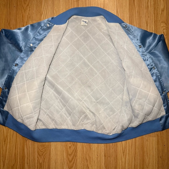 VTG 80s Houston Oilers Chalk Line NFL Retro Satin Bomber Jacket Mens Size L Rare - Picture 3 of 12